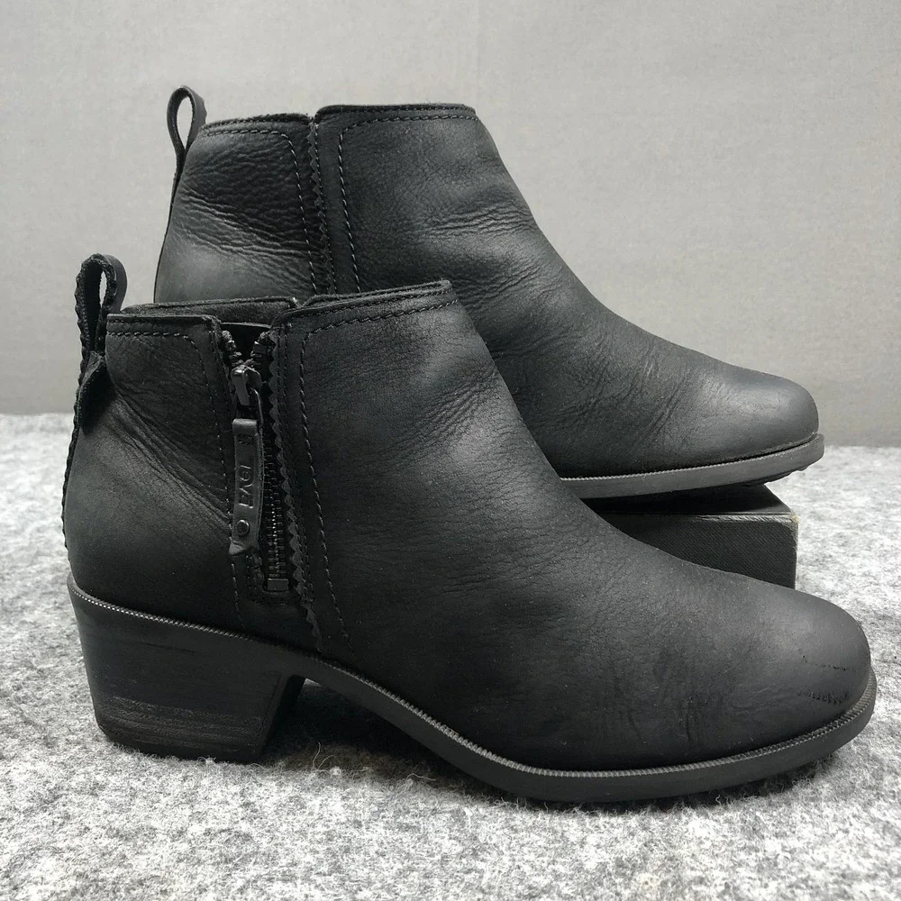 Teva Anaya Booties Womens 11 Black Leather Zip Block Heel Comfort 11201